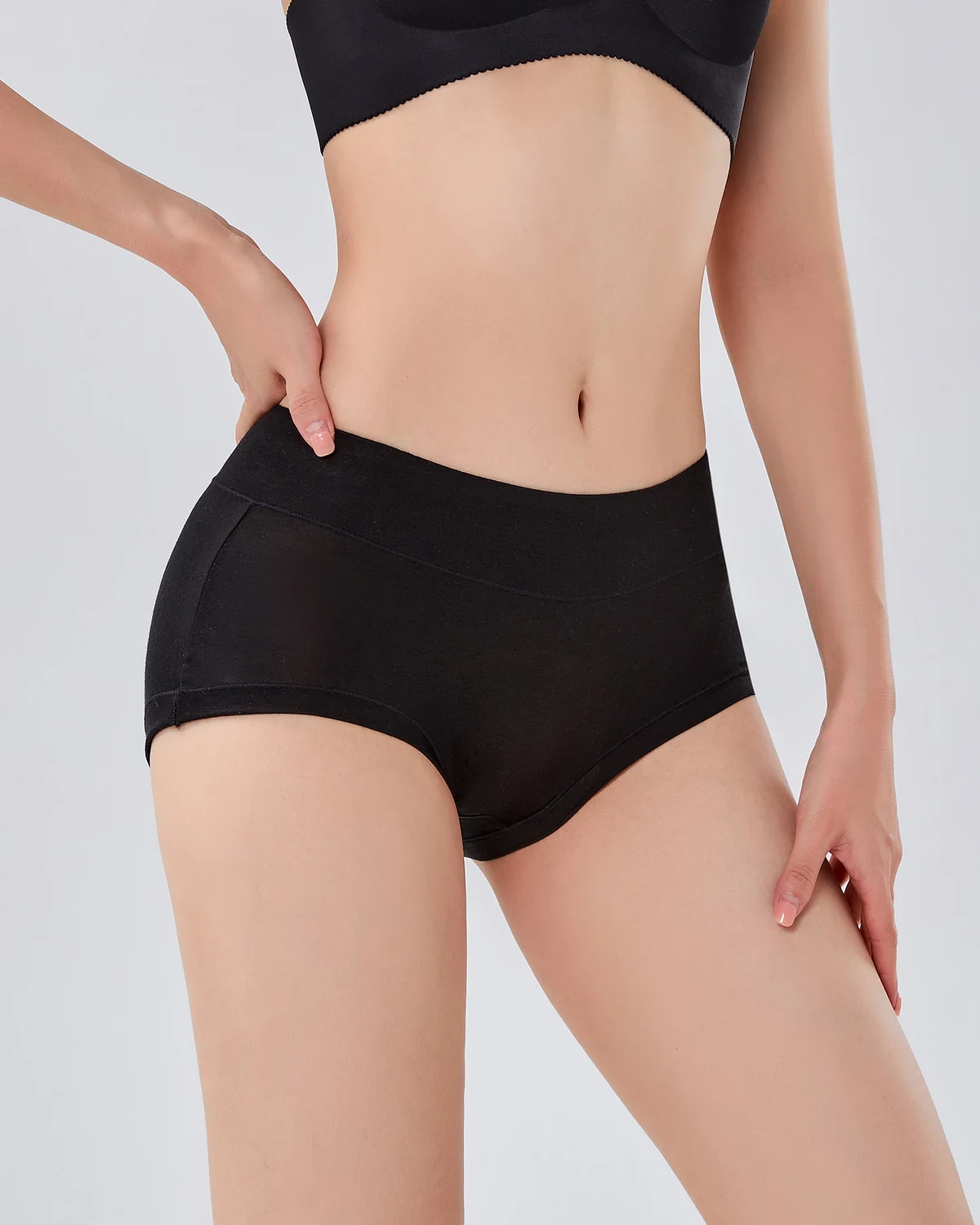 60S modal silk-blend crotch 3-pack women's panties, mid-rise, styled view