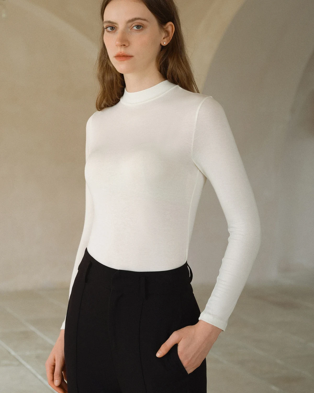 Women's Warm Top with Wool Blend Acetate Fiber Heat-Generating Acrylic, styled view