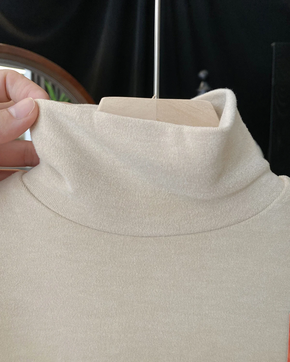 Wool thermal women's mock-neck slim-fit outerwear-friendly base-layer, styled view