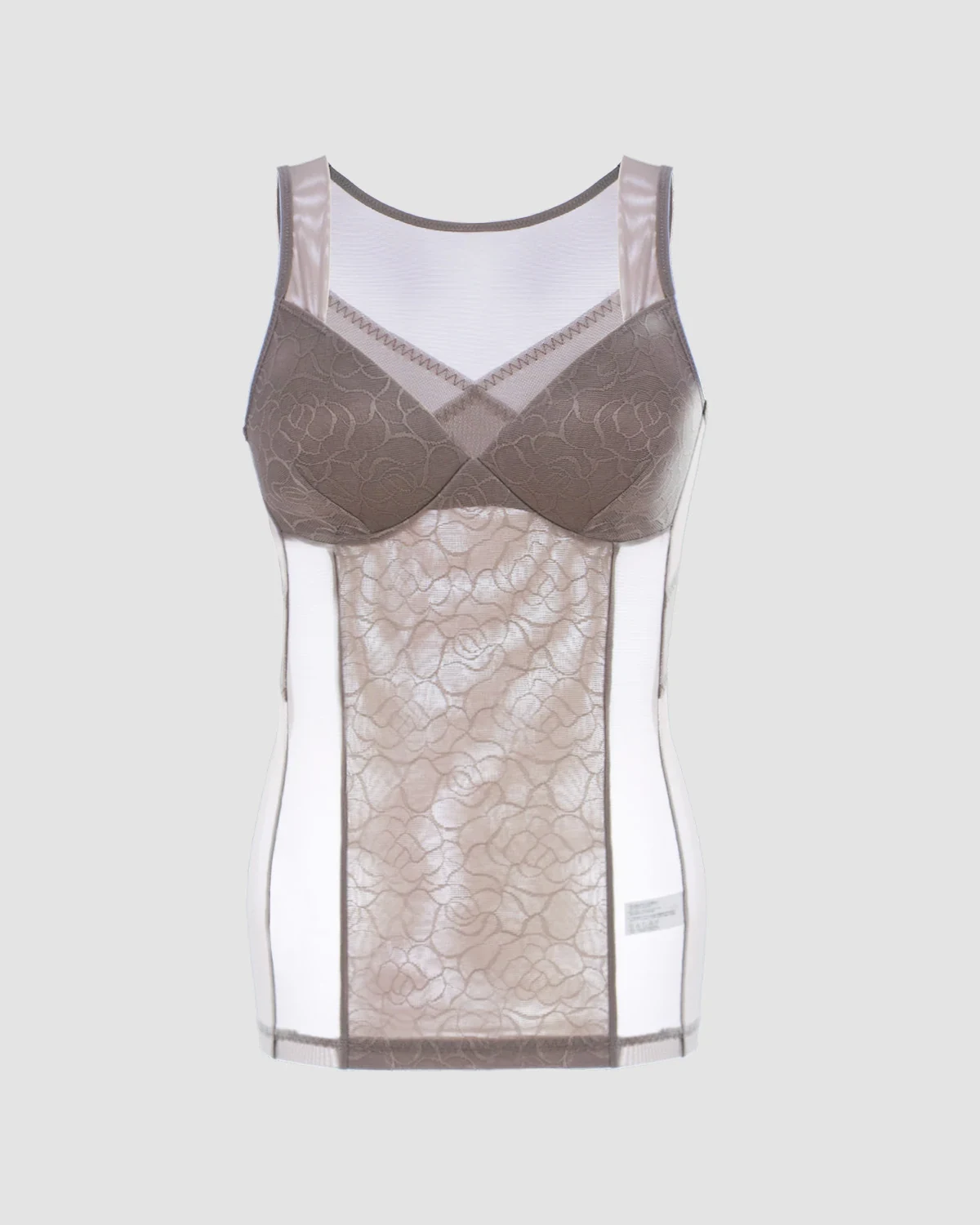 Tall Floral Crochet Mesh Longline Camisole with Built-In Cup, No-Bra, styled view