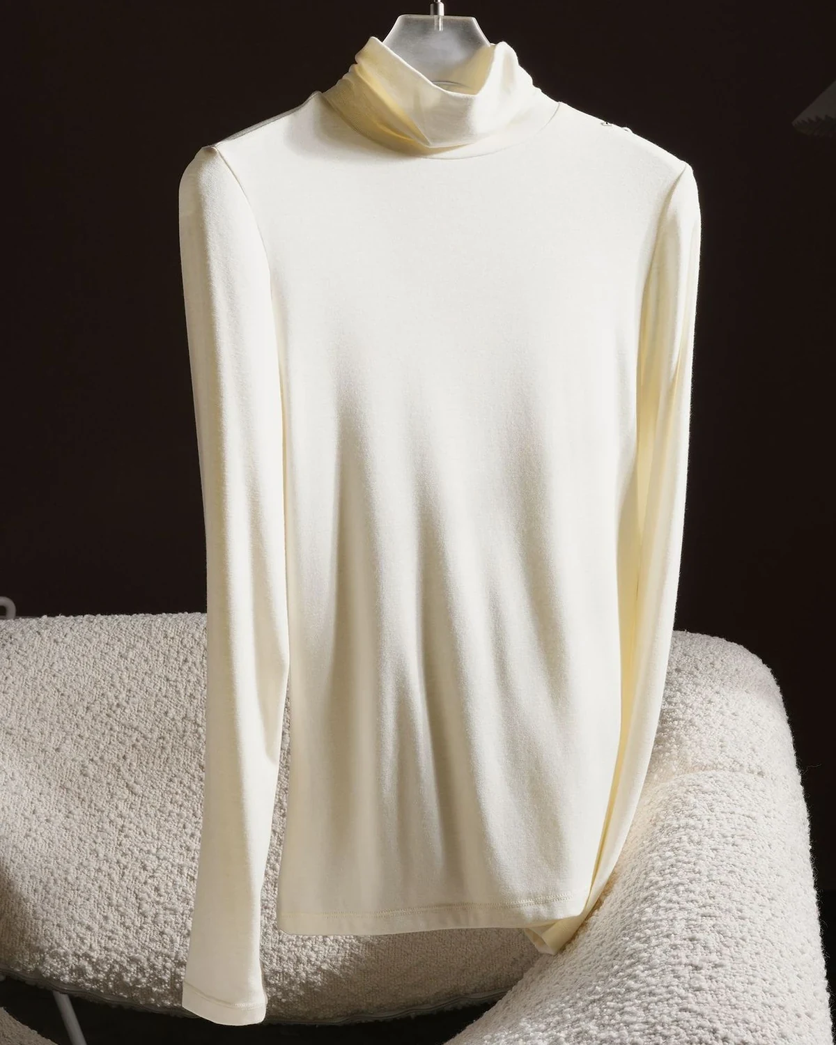 60S modal base-layer top , Fall/Winter warm sheep wool high-neck slim, styled view