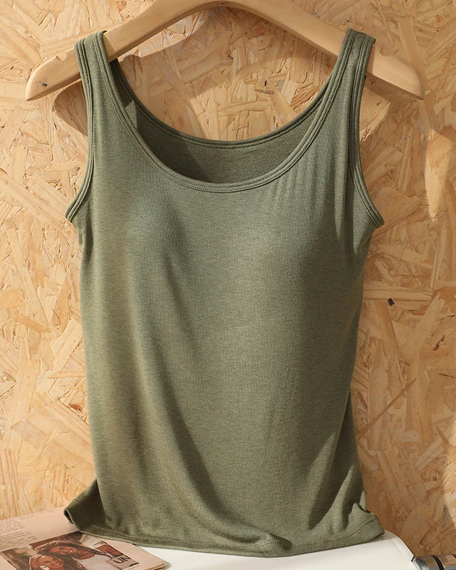 Wool acetate inner-layer base top, wearable-as-outerwear camisole with, styled view