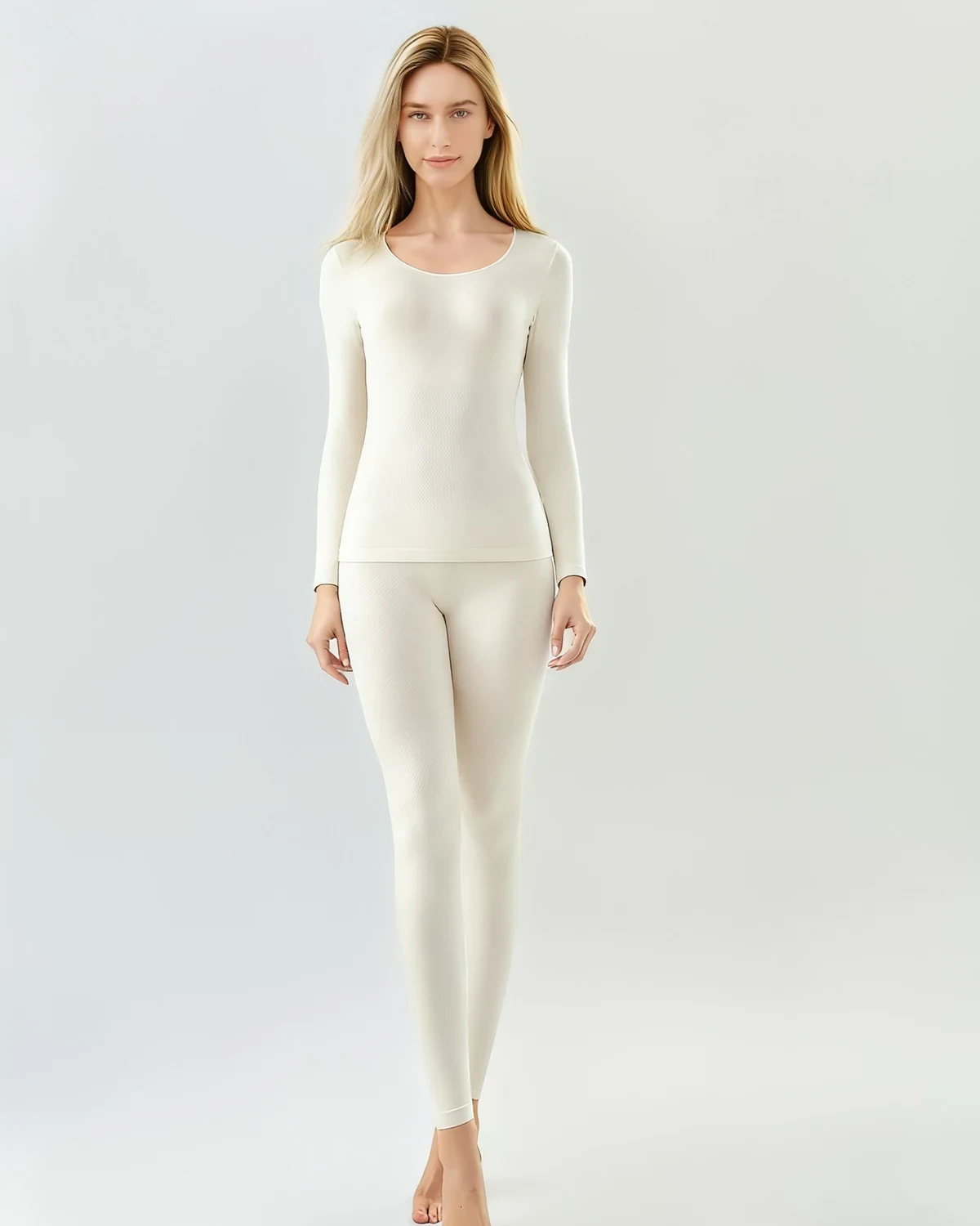3D butt-lifting tummy-control lightly shaping wool thermal underwear set, styled view