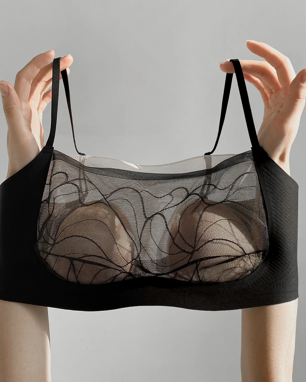Minimizer for Full Bust ~ French Lace Lightweight Rabbit-Ear Cup, styled view