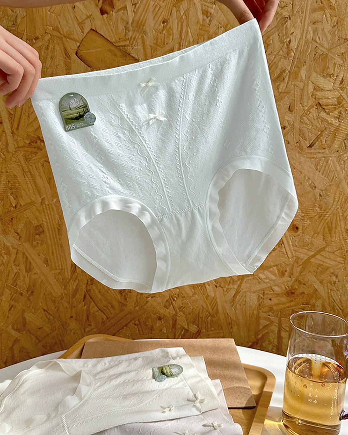 80S Modal Breathable Seamless High-Waist Full-Coverage women's Briefs, styled view