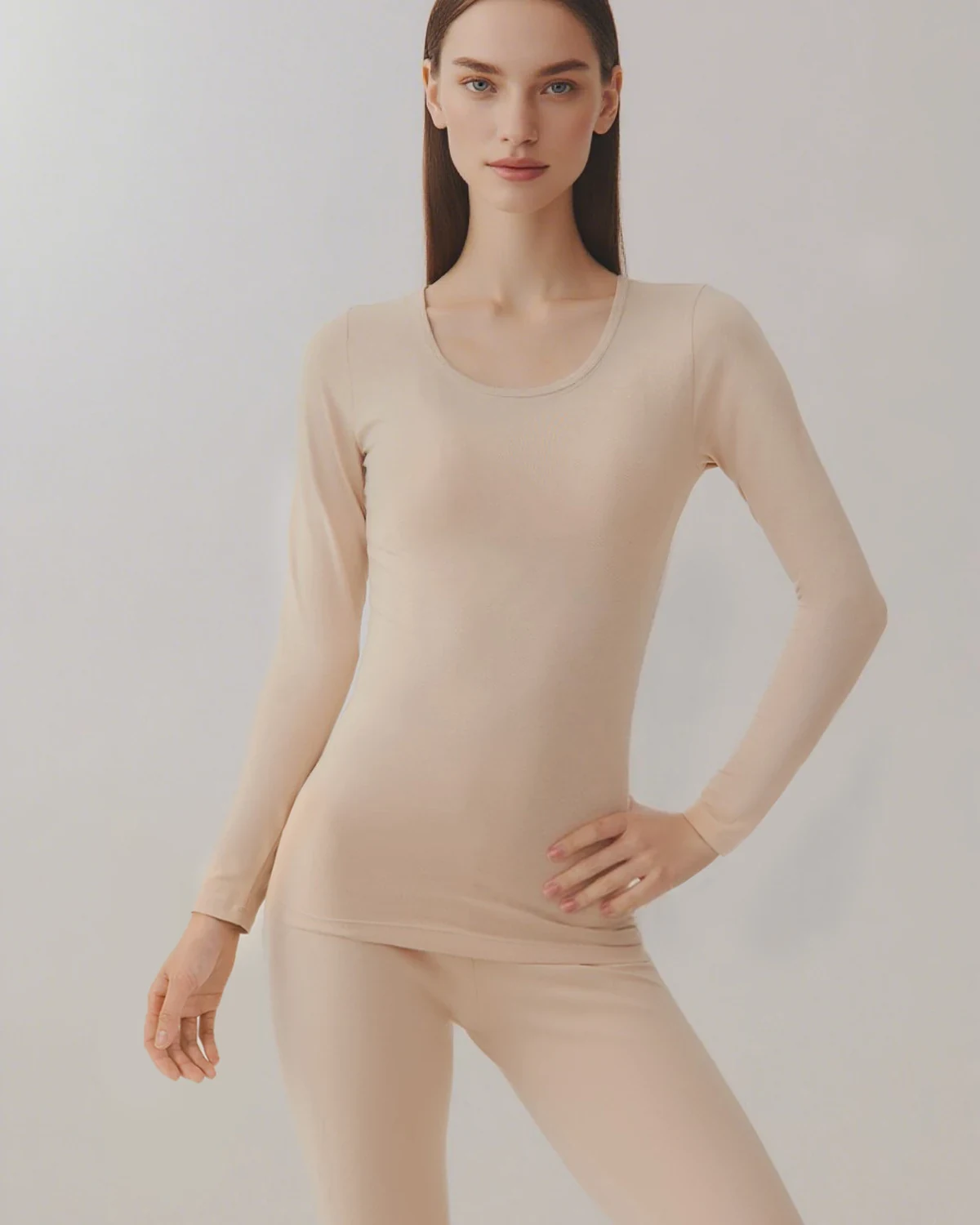 Soft Warm Cotton Skin-Friendly Thermal Underwear women's Set, Four-Way, styled view